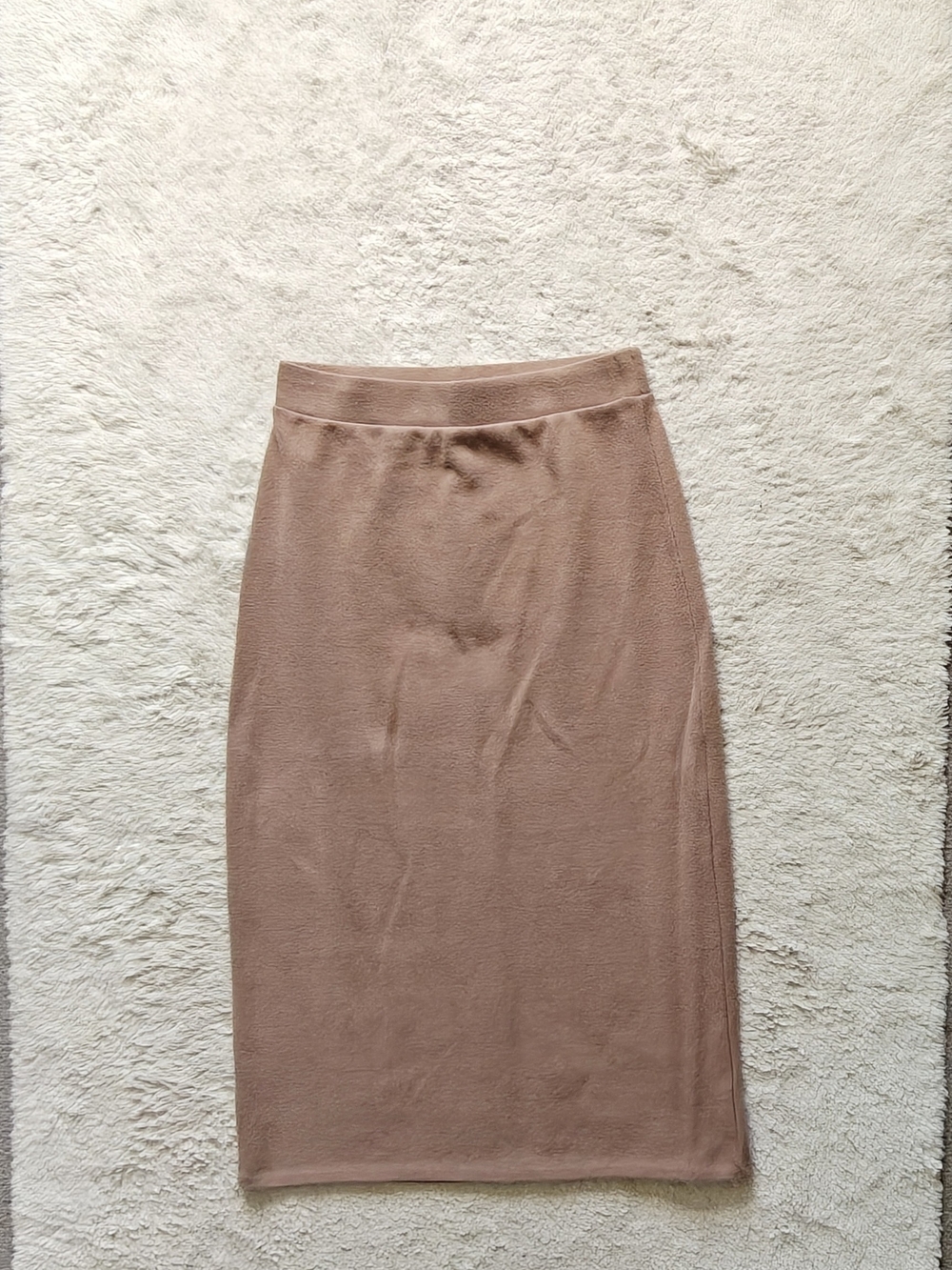 Old Navy Size M | Taupe Ribbed Knit Midi Pencil Skirt High Waisted w/ Back Slit - Picture 3 of 4